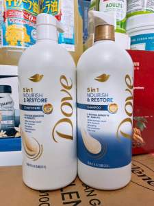 Nguyên Cặp Gội + Xả Dove Nourish & Restore 5 in 1 + Vitamin B5 1 Lít Của Mỹ