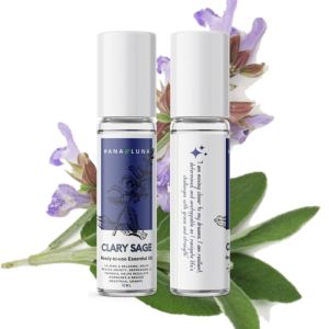 CLARY SAGE ESSENTIAL OIL ROLLER 10ML Organic All Natural for PMS Mood Hormonal Support Insomnia Stress Relief Yoga Grounding Calming Meditation Massage Oil - Hana Luna Philippines