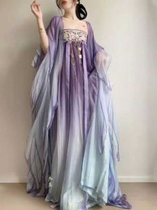 Original Hanfu Tang Style Super Fairy Tale Big Sleeve Chest Length Embroidered Daily Spring Summer Chinese Traditional Costume