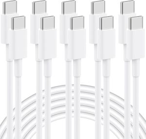 MIZIQIER 5-Packs USB C ถึงสาย USB C Type-c 60 W (3A) สายชาร์จสําหรับ iPhone 15/15 Pro/15 Plus/15 pro Max iPad Mini 6