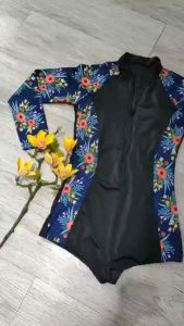 Bikini đồ bơi nữ đi biển 1 mảnh áo nữ ngắn tay kín đáo kèm mút mỏng chất liệu thun lạnh BINSPORTS BHV208