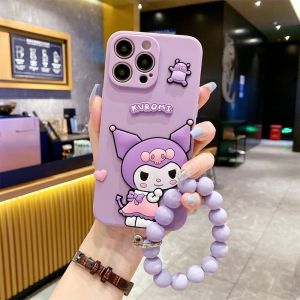 for Honor X9C X6S X7C X9D X7D 50 90 200 400 Lite Smart 70 X5 Plus X9A X9B X8B X7B X6B Case Soft Purple Kuromi with Bracelet