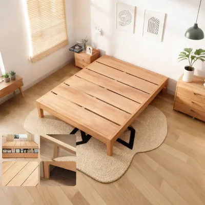 NUOMU | Customizable Full Solid Wood Bed Frame with Tatami Platform Bed