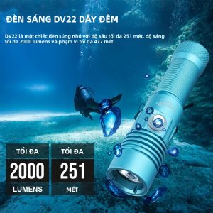 Đèn Pin Lặn Trustfire DV22 2000lm Đèn Lặn Scuba Đèn LED Hợp Kim Nhôm Với Chế Độ Khóa Tích Hợp Pin Sạc 21700