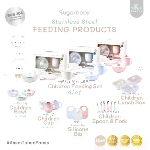 Sugar Baby Stainless Steel Children Spoon & Fork with Cover / Sendok Garpu Stainless Sugarbaby With Case