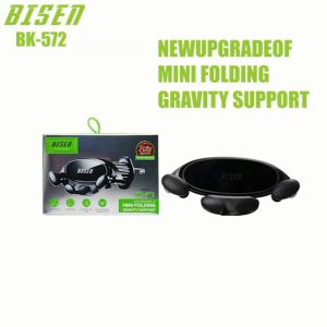 BISEN BR-572 New Upgrade of Mini Folding Gravity Support Car Holder.Free angle adjustment.Reserved charging port.Widely Applicable·Compatible With Mobile Phones·
