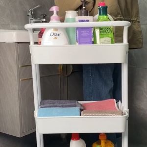 NINI 3/4 Tier Rolling Trolley Storage Rack Kitchen Organizer Cart Utility Shelf with Wheels Multifunction Storage Rack for Home Office Bathroom