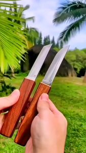 ชุดมีดคู่ ใบสองด้าน 1ชุดมีสองมีดพกพาสะดวก แบบพกพา สําหรับตั้งแคมป์กลางแจ้ง Double Knife มีดสแตนเลสคุณภาพ มีดสวย ใบมีดคม