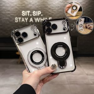 EOENKK | Shockproof Plating Magnetic Case For iPhone 17 Air 17 16 15 14 13 12 Pro Max Plus iPhone XS XR XS MAX Back Covers with Holder