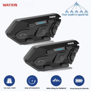 Tai Nghe Bluetooth 5.0 WAYXIN R6S Dành Cho Mũ Bảo Hiểm Xe Máy Tích Hợp Khử Tiếng Ồn DSP Hỗ Trợ 6 Người Đàm Thoại Chống Nước Nghe Nhạc MP3 GPS Phạm Vi Lên Đến 1200m