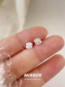 AURORA Real 925 Silver Mini Rose Flower Stud Earrings Jewelry ES925-12