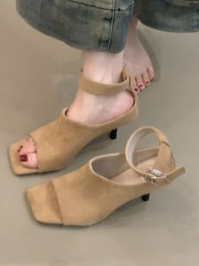 CAIZINI | Fish Mouth Sheepskin High Heel Sandals