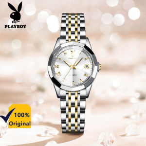 PLAYBOY Women's Waterproof Luminous Quartz Calendar Fashion Steel Strap Watch