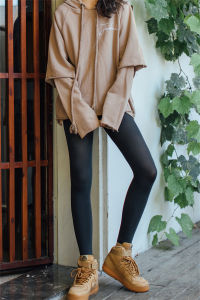 ถุงน่องผ้ากำมะหยี่เก้าส่วนเนื้อบาง นุ่มสบาย ถุงน่องผู้หญิง ฤดูใบไม้ผลิและฤดูใบไม้ร่วง สีเทา ทรงเอวกลาง ทรงสลิมฟิต ทรงลำลอง