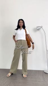 Cozie Pants Knit Rib Celana Kulot Panjang Highwaist Kantor Wanita Kulot Rib Premium Anti Kusut