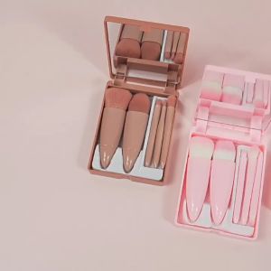 [BAZZAR] 5Pcs/Set Make Up Brush Set Portable Model With Mirror