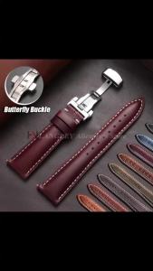 18/19/20/21/22mm for Omega Vintage Oil Wax Leather Watch Strap Butterfly Buckle Head Layer Cowhide Replace Watchband Accessories