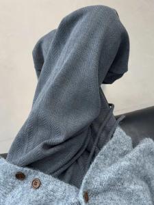 Quần Ống Rộng Kẻ Caro Màu Xám Cho Nữ Mùa Đông Cạp Cao Dáng Rộng Dệt Kim Lót Lông Cừu Quần Thể Thao Quần Ống Đứng