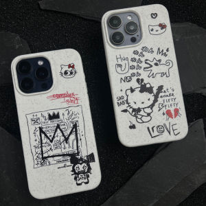Doodle KT Apple iPhone 17 pro Max Phone Case Magnetic Degradable Silicone Protective Cover with Stand for 16 pro Max 15 pro 14 13 pro