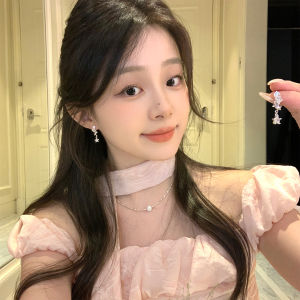 Shiny Tassel Star Earrings Women Luxury Unique Elegant Atmosphere Special Beauty Ear Jewelry Korean Style Alloy Embedded Artificial Gem