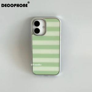 Ốp Điện Thoại iPhone 17/16/15/14/13/12/11 Chống Bụi Chất Liệu Nhựa TPU Họa Tiết Sọc Xanh Vàng Hàn Quốc Mạ Điện Phủ Keo.