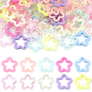 30Pcs/Lot 30mm Acrylic Transparent Hollow Star Loose Beads DIY Jewelry Pendant Keychain Windbell Handmade Fashion Accessories