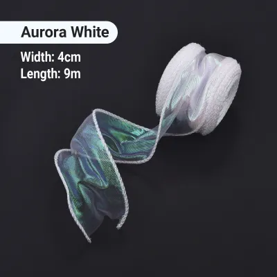 10Yards Fishtail Organza Ribbon Reflective Iridescent Wavy Edge Ribbon for Gift Wrapping DIY Bow Bouquet Voile Ribbons