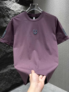 Fashionable Embroidered Short Sleeve round Neck Casual Versatile T-Shirt Summer 2025 New Arrival Youth Geometric Pattern Breathable Cotton