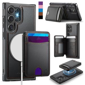 for iPhone 17 Pro Max air 16 15 14 13 Case Wallet Compatible with Magsafe RFID Blocking Magnetic Card Holder 2 in 1 Detachable Kickstand Shockproof Phone Case for iPhone 17 Pro Max Black