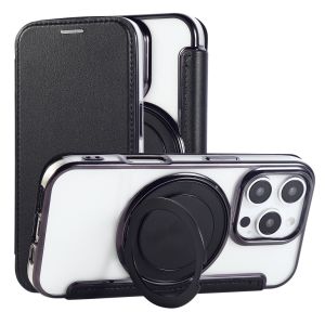 Ốp Lưng Da Không Từ Tính Cho iPhone Pro Max 16E 17E Air 15 Plus - Ốp Ví Có Chân Đế Xoay Và Ngăn Đựng Thẻ