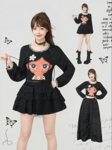 Keiko | Sweet & Spicy Style Sleeve Patchwork Crop Top