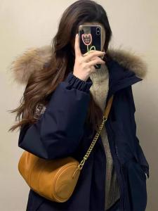 Womens down Cotton Jacket Parka Outdoor Winter Coat Couple Matching Thickened Korean Style Straight Cut Pocket Detail