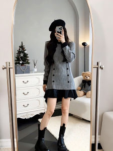 XUECAIQI | Chic Contrast Knitted Dress
