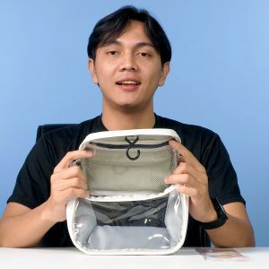 Tas kosmetik tas penyimpanan portabel perjalanan tas pensil portabel berkapasitas besar siswa sekolah sticker terpisah