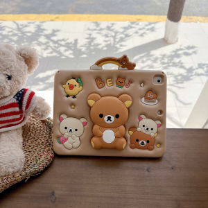 EOENKK | Cartoon Rilakkuma Holder Silicone iPad Case For iPad Pro 11in 10th Gen 10.9in 10.2in Air1 2 9.7in Pro Air3 10.5in Silicone Cover