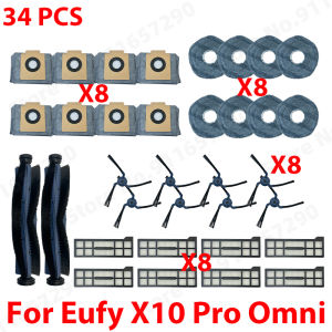 For Eufy X10 Pro Omni Spare Parts Dust Bag Hepa Filter Roller Side Brush Mop Cloth Robot Vacuum Cleaner Replacement Accessories