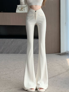 กางเกงขายาวทรงหลวมเอวสูงทรงเข้ารูปสำหรับผู้หญิง กางเกงขายาวทรงขาบานสไตล์ใหม่ฤดูใบไม้ผลิ 2025 กางเกงขายาวทรงขาบานแบบลำลองสำหรับผู้หญิง