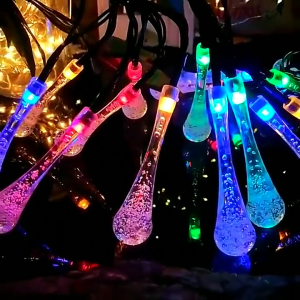 Solar 30 LED Light Raindrop 7M LED String Lights Fairy Lights Waterproof Solar Garland Garden