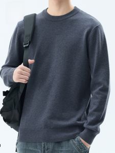 ROMON | Lomond Mens Thickened Round Neck Knitwear Winter New Style Overhead Base Layer 2024 Casual Long Sleeve Comfortable Pure Color