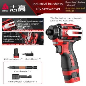 deli | CHIGO Brushless Electric Drill Cordless Knockable Driller Driver 80N.m 18V Screwdriver Li-ion Battery Electric Power Tools
