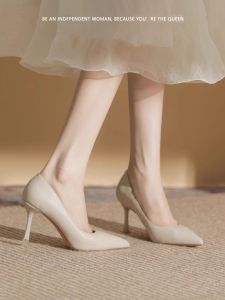 เรียบหรู สไตล์ฝรั่งเศส รองเท้าส้นสูง ผู้หญิง รองเท้า นุ่ม หนัง 7 ซม. ส้นบางสบาย Non-tiring Mule Slip-on รองเท้าแฟชั่น