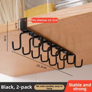 No-drilling Under Cabinet Hanging Hooks Kitchen Storage