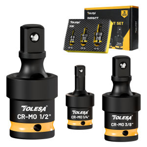 TOLESA 3pcs Impact Universal Joint-Socket Swivel Set 1/2" 3/8" 1/4" 360° Flexible Socket Swivel Set Adapter Wobble for Repair