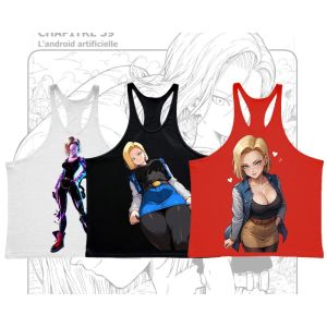 Bandai | (Bandai) Dragon Ball Lazuli Android 18 Figure Print Gym Vest Mens Fitness Tnak Top Quick Drying Breathable Sleeveless Shirt Dbz
