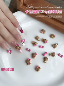 Cartoon Black Kitty Cat Nail Ornament New Arrival Cute Sculpting Powder Bows Fingernail Decoration Resin Drill