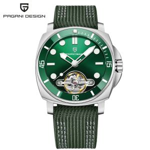 PAGANI DESIGN PD1833 Mens Automatic Watch 43mm Skeleton Diver Dial Synthetic Sapphire Luminous Stainless Steel Business Wrist