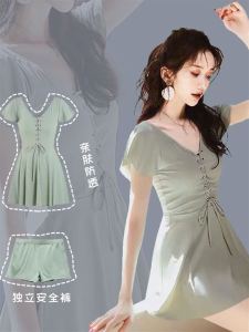 New Womens Bikini Swimsuit Summer High Waist Conservative Style Ultra Fairy INS Pure Desire Cover Belly Slimming for Hot Springs