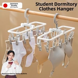 Folding Portable Clothes Hanger Multiple Clips