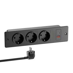 Ổ Điện Âm Bàn Với 3 Ổ Cắm AC 1 Cổng USB-A 1 Cổng Sạc Nhanh Type-C Dây Nối Dài 1.5m Dùng Cho Bàn Làm Việc Tủ Nhà Ở Văn Phòng