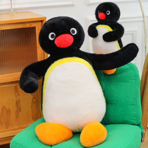 JOJO CASTLE High Quality Fluffy Hair Pingu Plush Toy 45/60/85cm  Stuffed Cartoon Penguin Plushies Pingu Doll Toys for Children Xmas Gift